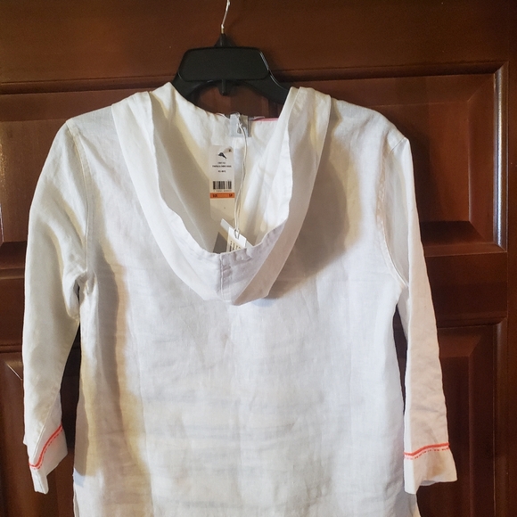NWT Tommy Bahama Esmeralda Embroidered White Linen Hoodie, Size S - Picture 5 of 6